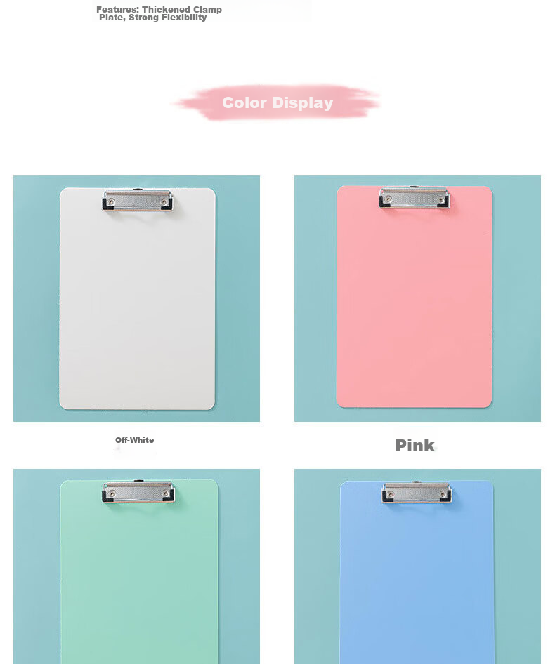 Elifo A4 Pink Writing Clipboard, Morandi Color Vertical Version, Waterproof Office Study Notebook, 1 Pack Student Stationery 3