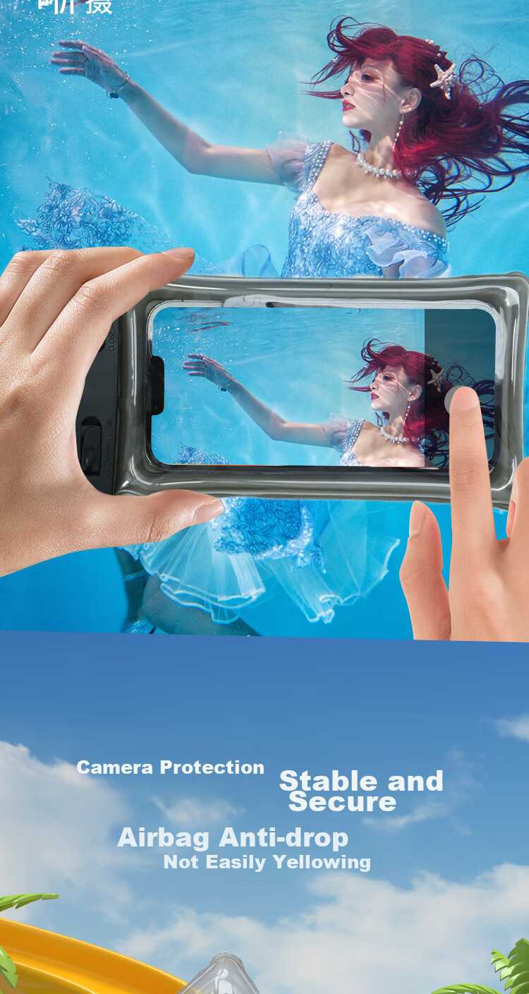 KEKLLE [Airbag Waterproof Phone Case] Diving Pouch Swimming Touchscreen Waterproof Case for Food Delivery, Express Delivery, Hot Springs, Deep Water Apple/Huawei/Xiaomi Phones Universal with Free Lanyard Black 5