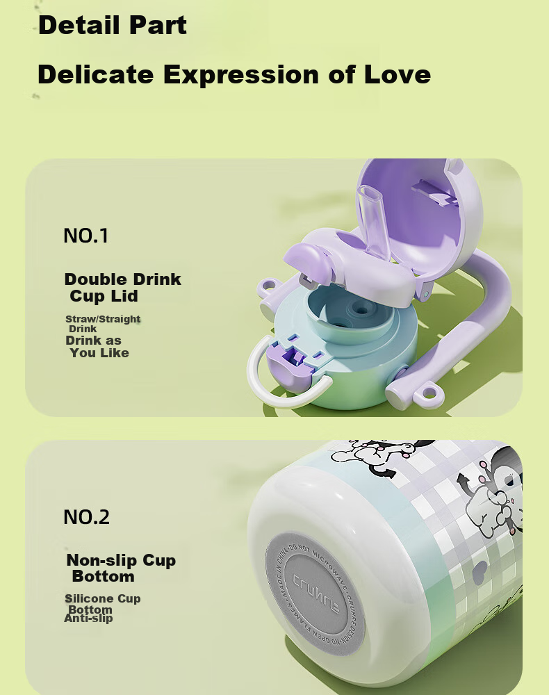 SANRIO Water Bottle, 316 Stainless Steel Insulated Cup, Hot And Cold Cup, 540ML Capacity, Dual-Use Children's Water Bottle, 2556 Kuromi 21