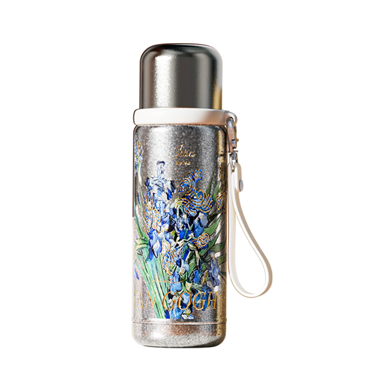 Daka Pure Titanium Insulated Thermos Van Gogh Collaboration Temperature Display Water Bottle Women's Direct Drinking Tea Infuser Cup Gift Large Capacity Outdoor Titanium Cup