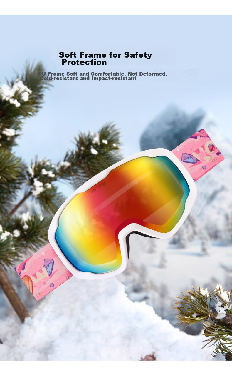 VOZAPOW Children's Ski Goggles, Double-Layer Anti-Fog, Snow Blind Spherical Lens, Windproof And Cold-Resistant Protective Eyewear for Men And Women in Snow 9