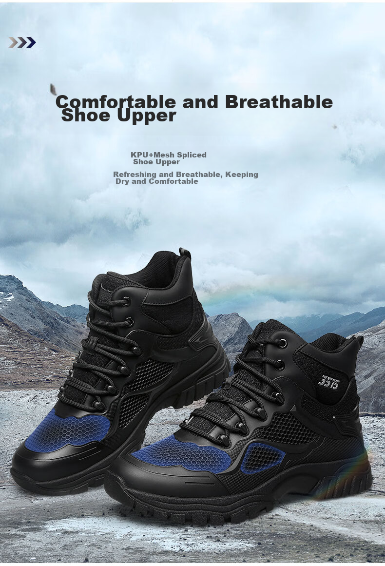 Qiangren Men's Boots, Jihua 3515 Outdoor Training Boots, Kevlar Puncture-Resistant Hiking Sports Boots, JDS007, Black, Size 42 3