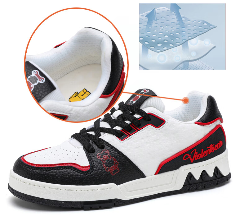 VIOLENTBEAR Men's Shoes, Autumn New Style Sneakers, Versatile Casual Shoes, Lightweight Breathable Couple's Skateboard Shoes, Male, 889 Black Duck Yellow, Size 39 5
