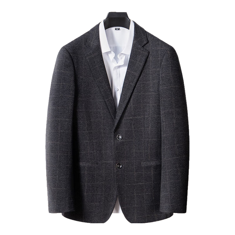 FIRS [Vintage Plaid] Men's Suit, All-Season Business Casual Commute Formal Wear, Notch Lapel Crisp Elastic Single-Breasted Jacket