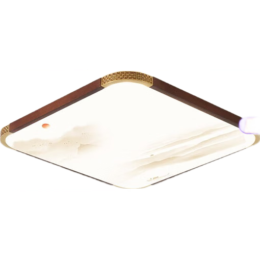 NVC Ceiling Light, Wooden Artistic Vintage Style, Study Room Dining Room Light, Bedroom Light, Square Lamp Fixture, Smart High Color Rendering