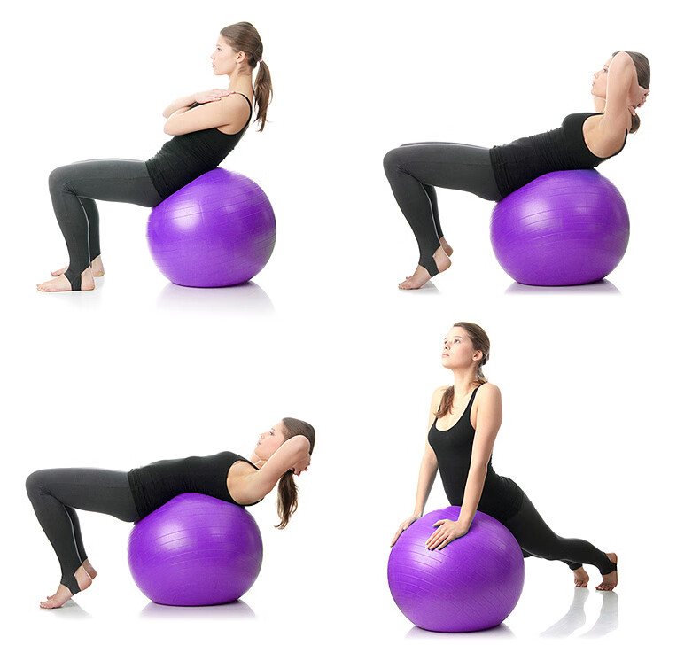 Duweike Yoga Ball, Thickened Non-Slip Elastic Adult Fitness Ball, Professional Balance Core Training, Blue 55cm 12