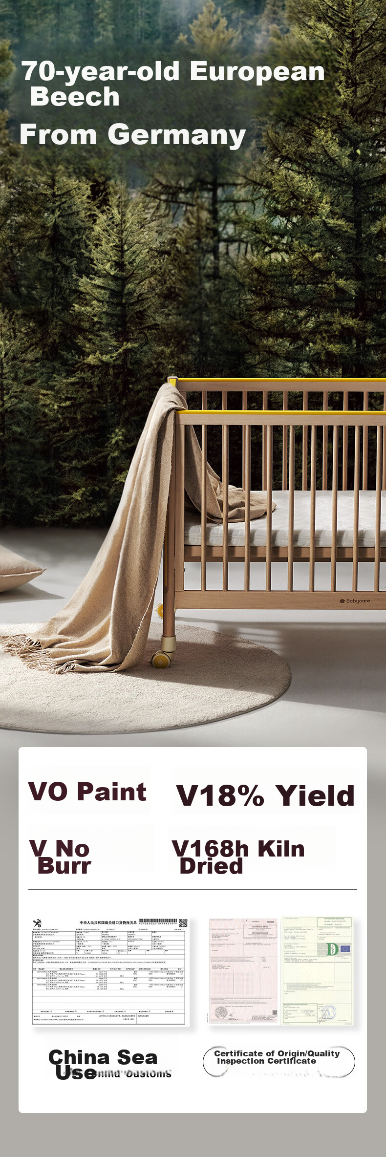 Babycare Foldable Baby Crib for Ages 0-3, Portable Multifunctional Infant Bed, Laisweisi 2