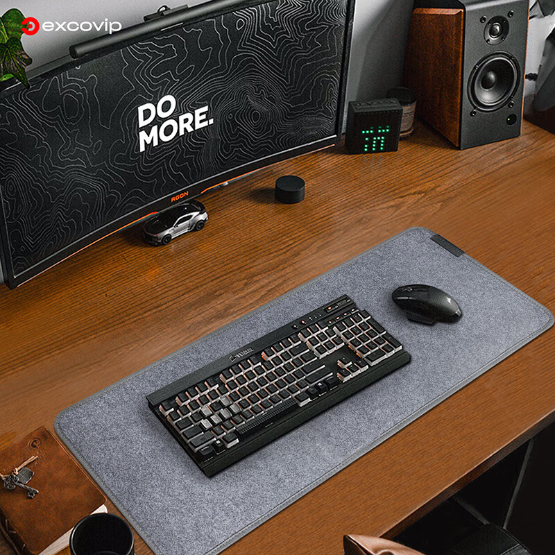 EXCO Edge-Locked Felt Mouse Pad, Computer Desk Mat, Extra Large Desk Mat for Office And Gaming, Wear-Resistant, Non-Slip, Rubber Bottom, Thickened E-Sports Keyboard Pad, 800*300mm, Dark Gray 0384 10