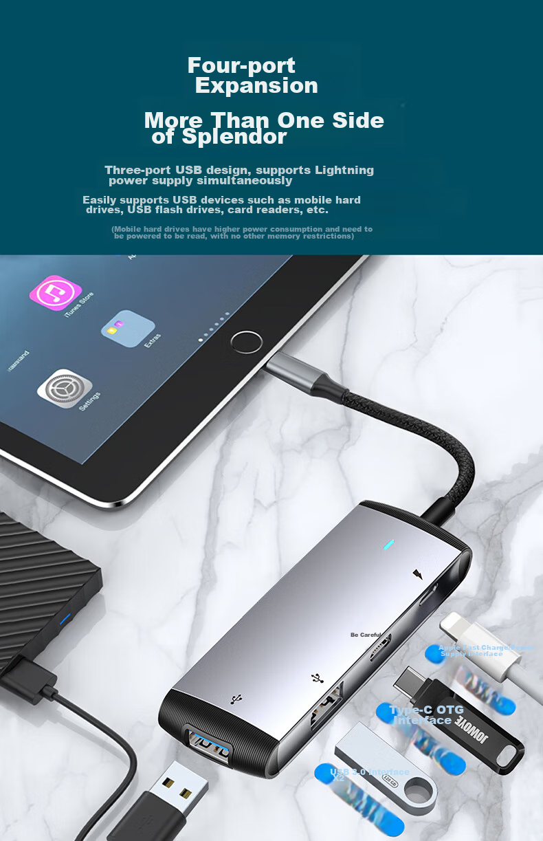 JOWOYE Apple Phone Hard Drive Adapter, IPhone/iPad USB Flash Drive Converter, Mechanical Mobile Storage OTG Sound Card, USB Keyboard And Mouse Cable, Type-C Headphones, Electronic Keyboard Microphone 3