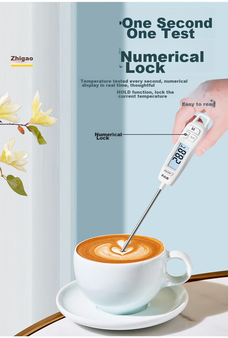 CHIGO Probe Kitchen Food Thermometer, Oil Temperature Meter, Baby Milk Thermometer, Water Thermometer, ZG-8010 Backlit Model 6