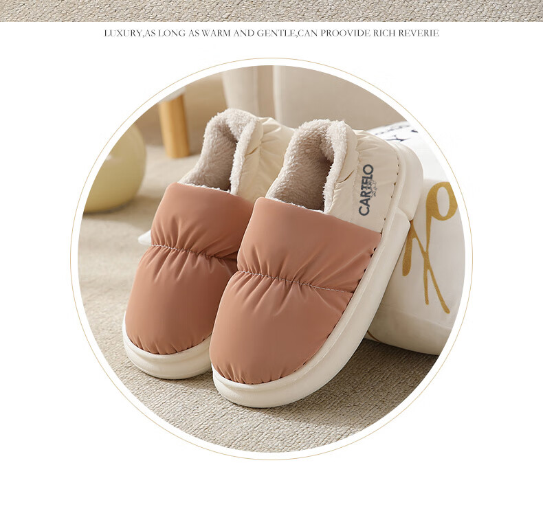 CARTELO Cotton Slippers for Women, Winter Heel-Covered Fleece-Lined Warm Maternity Shoes Cotton Footwear 1008M Green Size 36-37 2