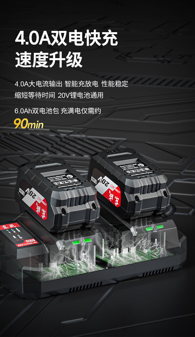 Dongcheng Hair Dryer, Lithium Battery Brushless DLB40V-17H2, Dual Batteries And Dual Charging, 20V 6.0Ah, Blower And Dust Blower 2