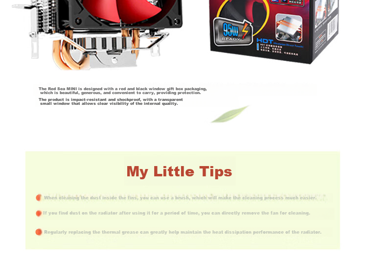 PCCOOLER Red Sea MINI CPU Cooler (Multi-Platform/2 Heat Pipes/Red Sea Mini/8cm Fan/With Thermal Paste) 8