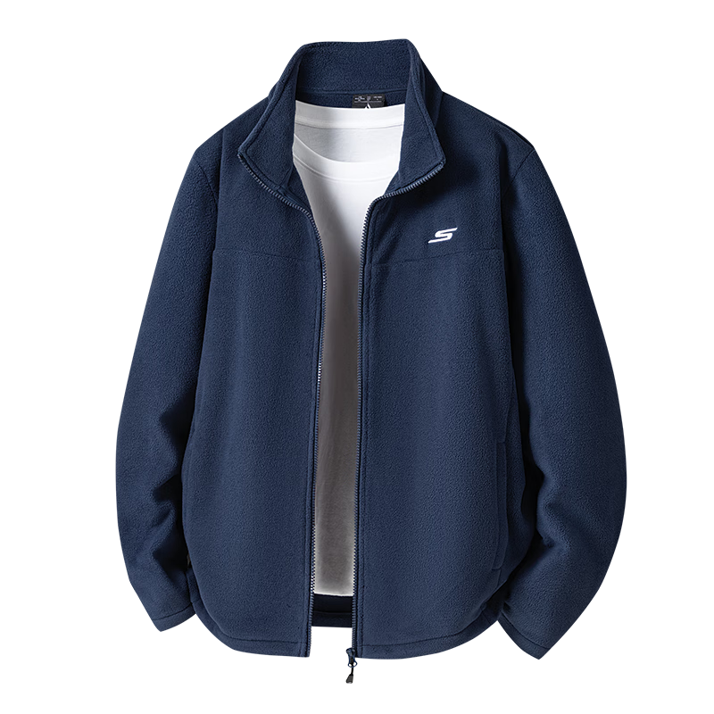 Skechers Men's Fleece Jacket 2025 Autumn Winter New Thickened Warm Casual Sports Coat Trendy Versatile Top