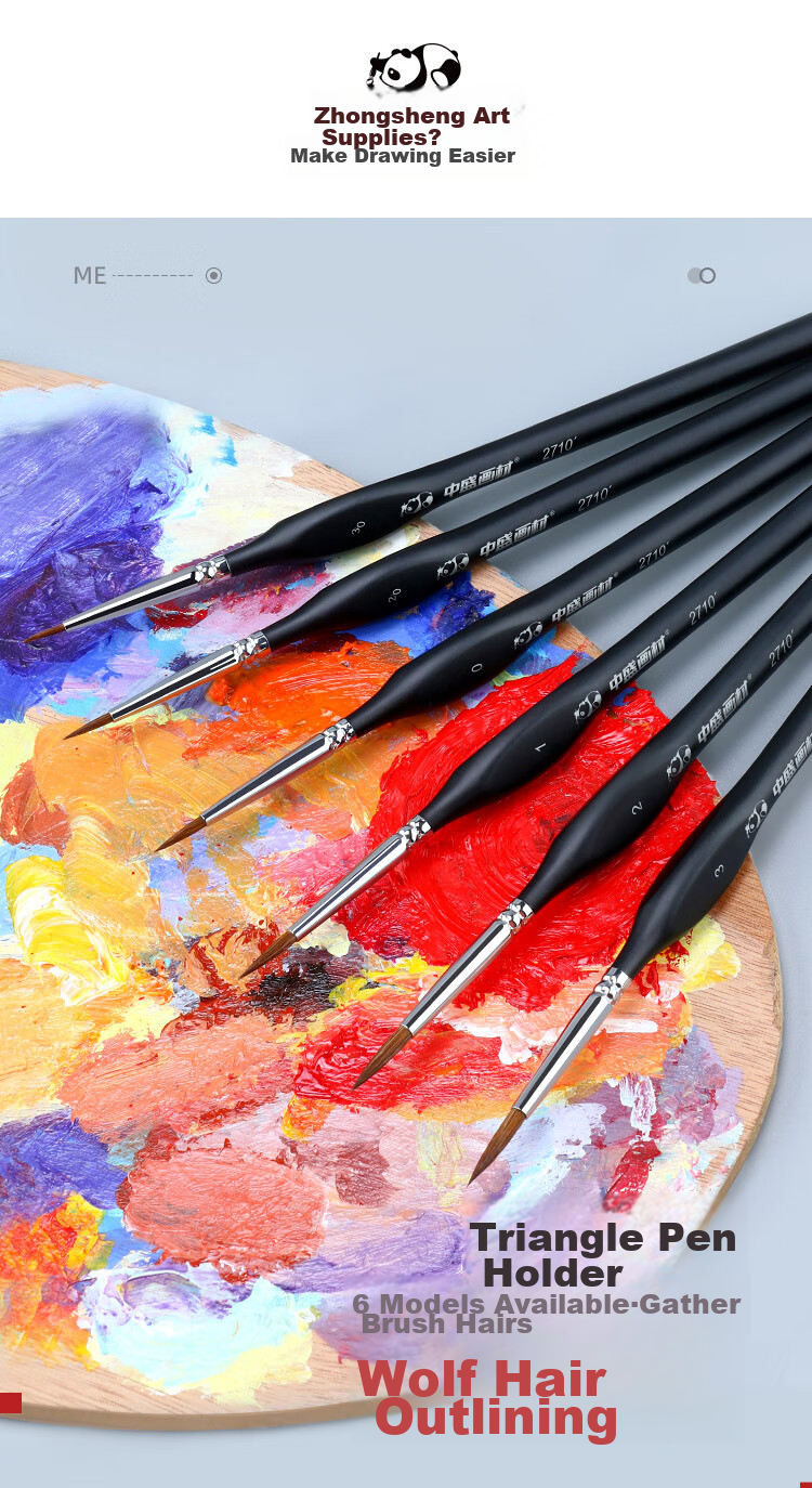 Transon 6-Piece Wolf Hair Liner Brush Set for Art, Watercolor And Gouache Drawing, Hand-Drawn Outlining Brush, Small Brush, Fine Brush, Line Drawing Brush for Acrylic Painting And Chinese Painting, Sketching, Marker Drawing 1