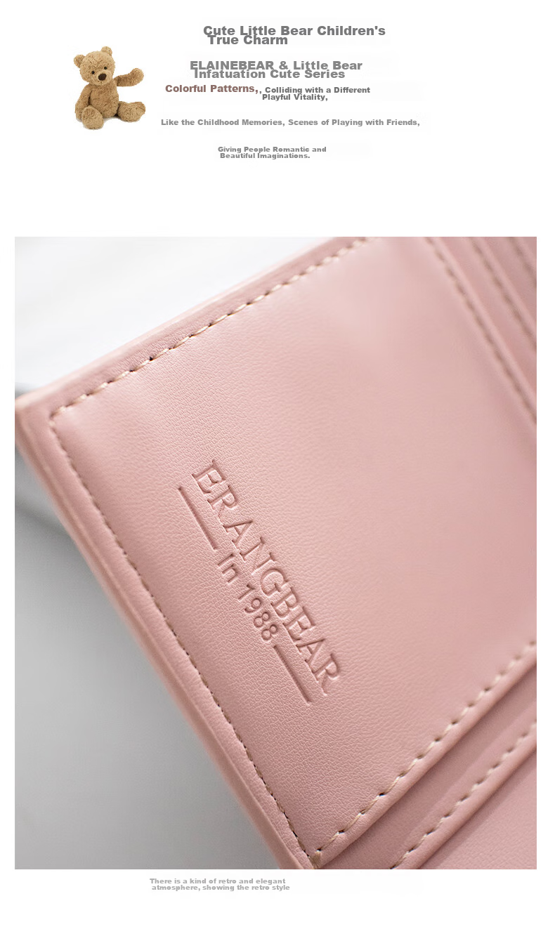 Xiaoxiongyilian Women's Wallet, New Cute Fabric Design, Multifunctional Card Holder, Mini Compact Exquisite Short Coin Purse, Christmas Gift 8