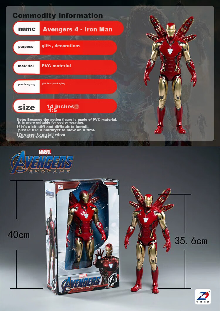 Marvel Iron Man MK85 Captain America Action Figure Model Display Piece, Birthday Gift for Boys 2