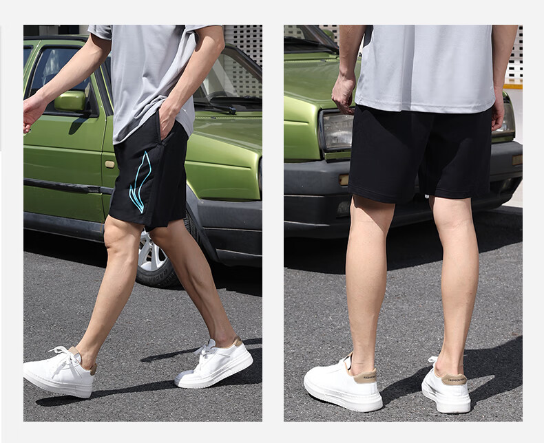 Li-Ning Men's Sports Shorts, Summer Ice Silk Quick-Dry Casual Loose Pants, Running Fitness Basketball Training Five-Point Shorts, Black 26