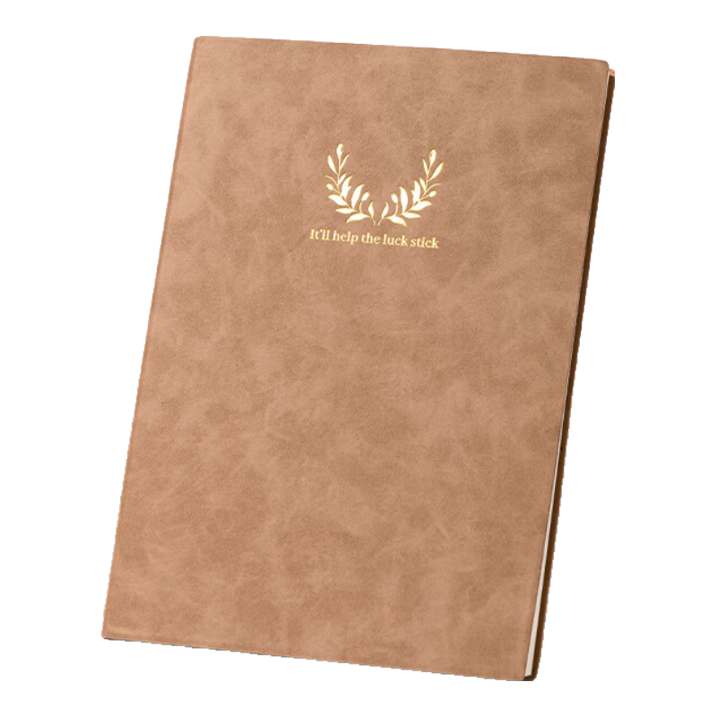 Deli A5 Fashion Printed Lambskin Leather Notebook, Work Journal, Office Notepad, Vintage Leather Cover, BP152, Light Brow