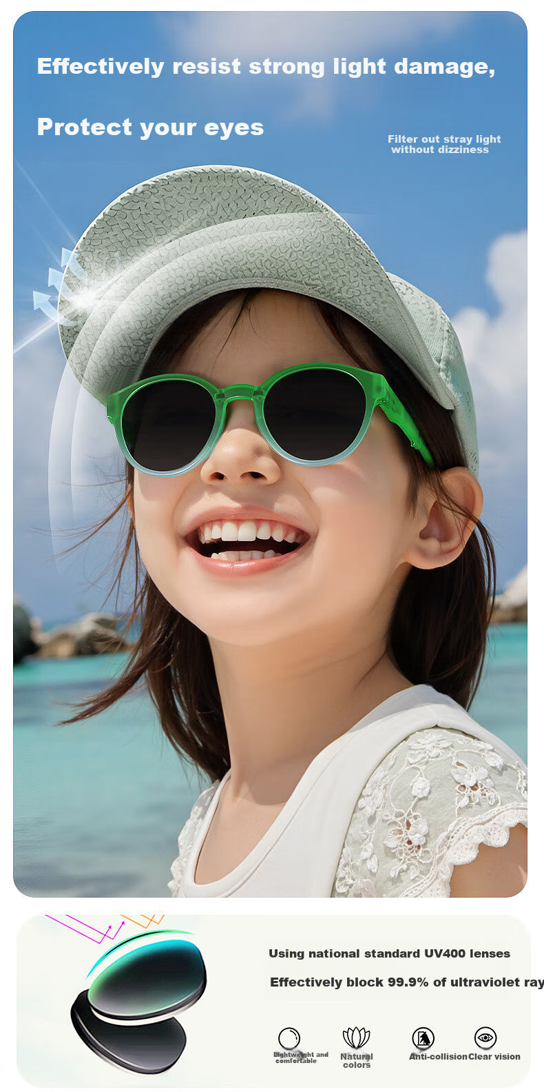 Mushe TR Children's Foldable Polarized Sunglasses, Outdoor UV Protection, Windproof Eyewear for Kids, Pink 2