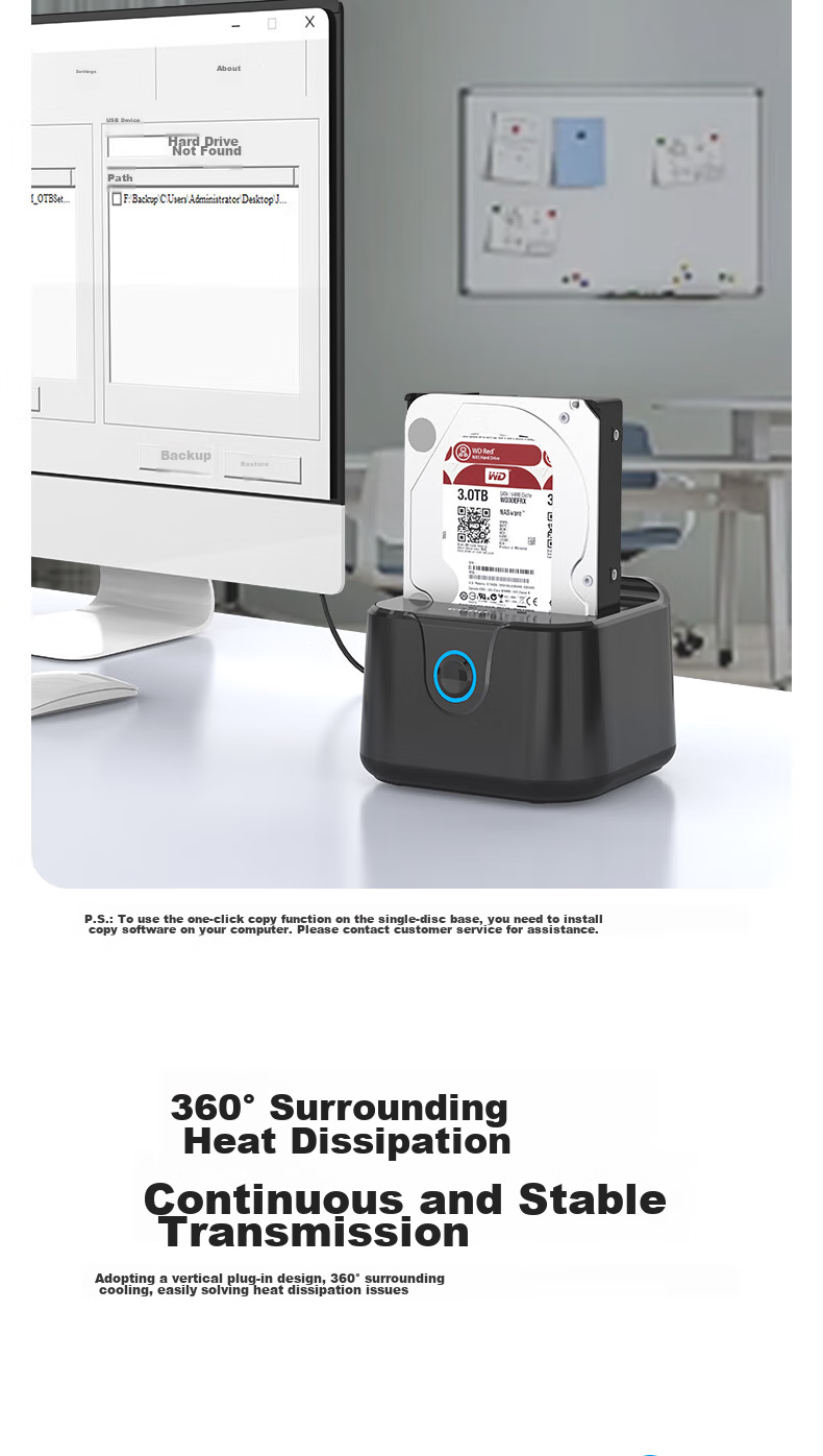 GODO Mechanical SSD Enclosure Base, 2.5/3.5 Inch, USB3.0 External SATA Dual-Bay, Compatible with Laptops And Desktops, External Portable Hard Drive Enclosure, Universal 7