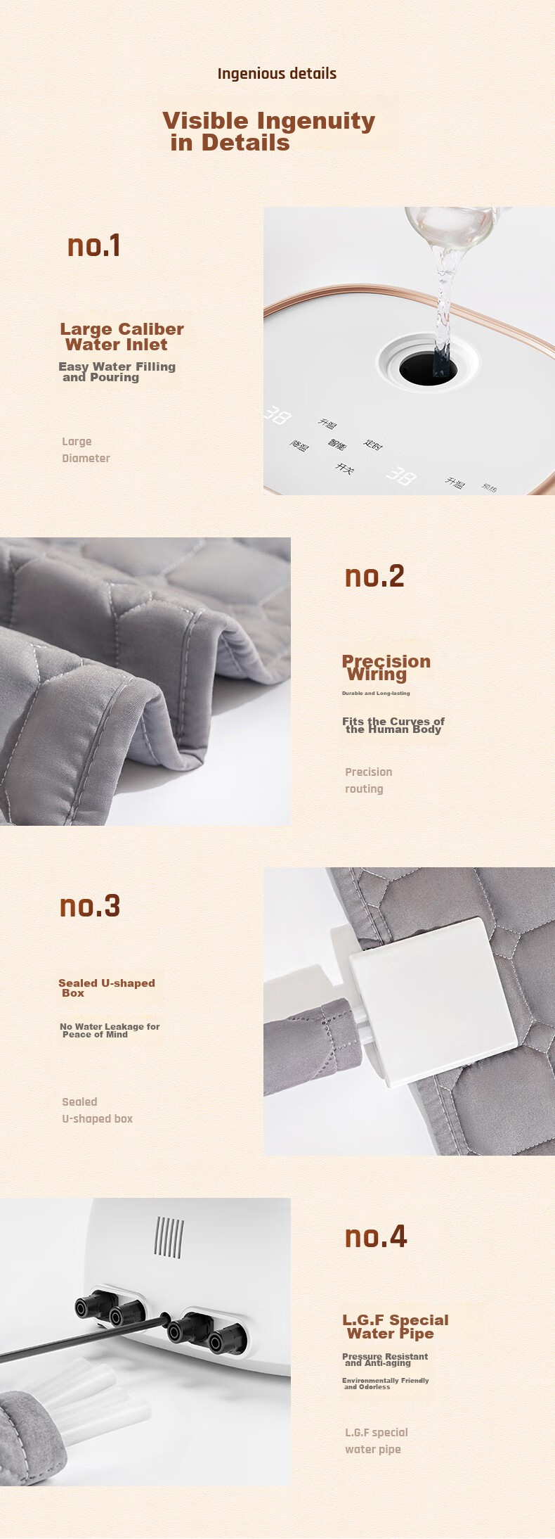 Huanding [Water Shortage Power-Off] Double-Person Rapid Heating Water Circulation Dual-Temperature Dual-Control Water Heating Blanket Electric Heating Blanket 1.8*2.0 Meters 16