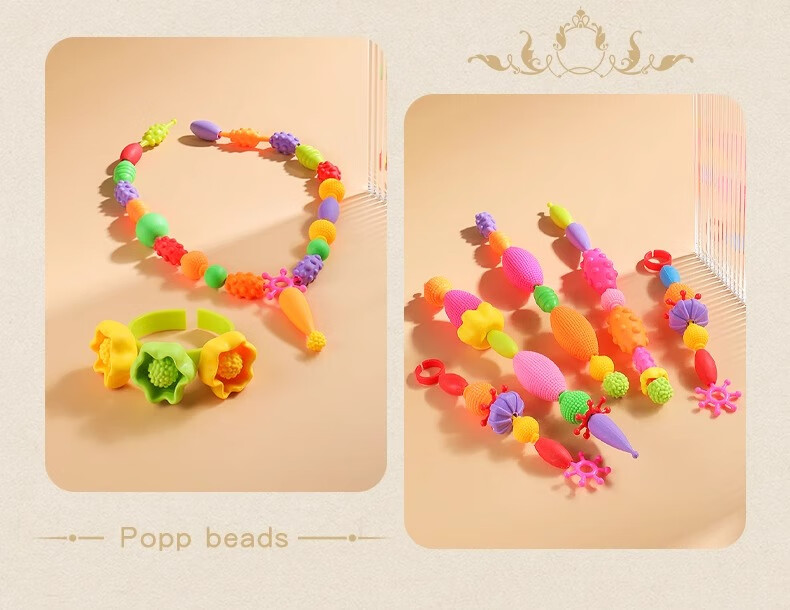 Guo'er Children's Pretend Play Toys, Girls' Versatile Pop Art Beading Craft, Realistic DIY Bracelet And Necklace, Birthday Gift 24