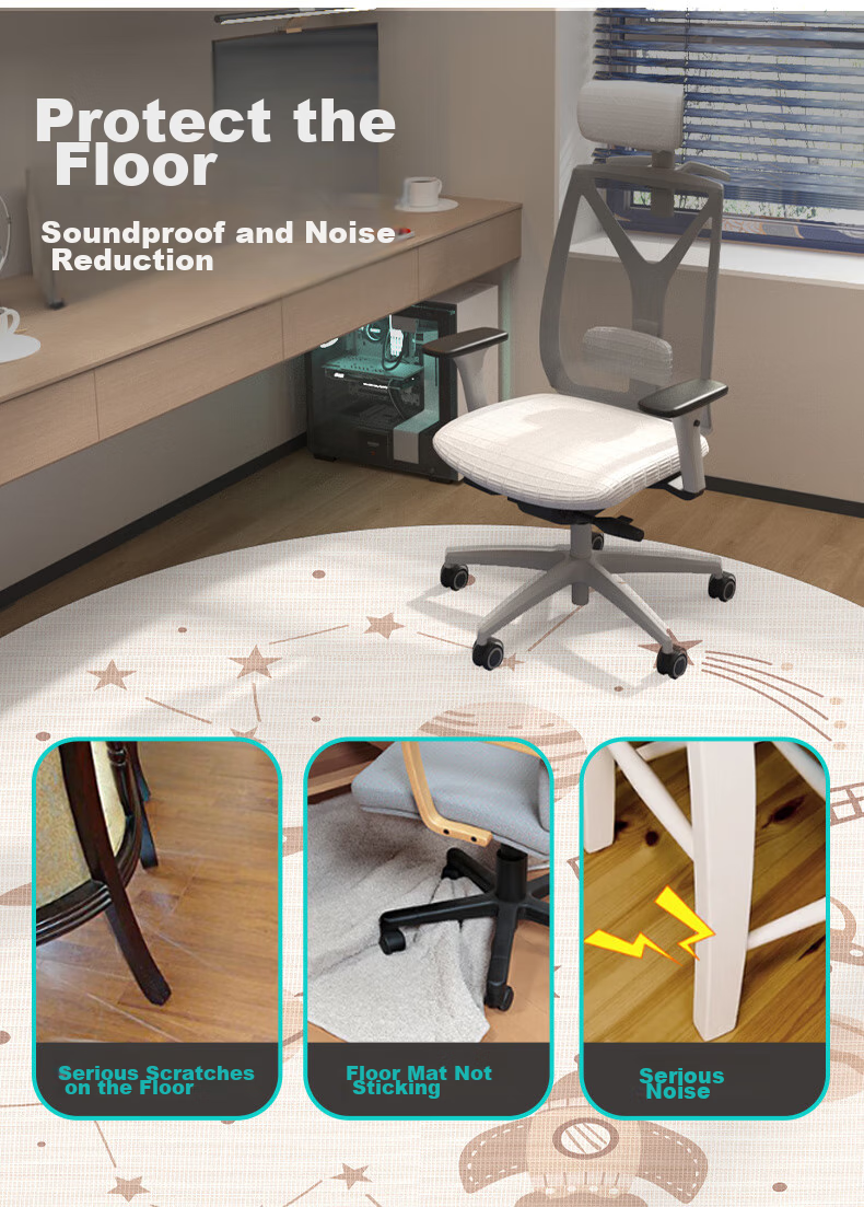 Dajiang Round Carpet Chair Mat for Swivel Chairs, Non-Slip Floor Mat for Study Room And Bedroom, 120x120cm 4