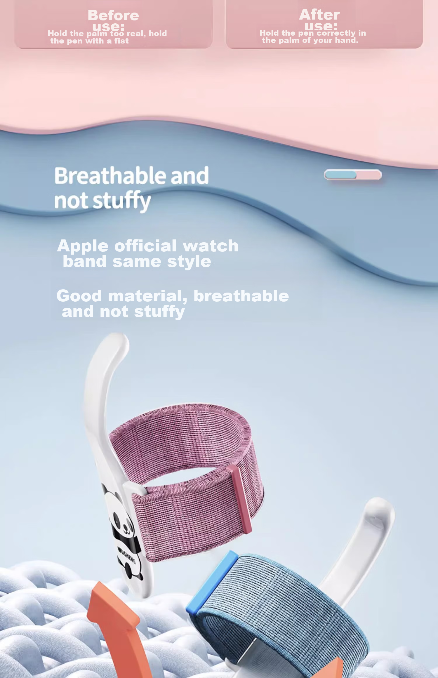Wusheng Anti-Inward Hooking Wrist Corrector, Pen Grip Posture Hand Wrist Children's Writing Anti-Inward Hooking Fixator, Kindergarten Elementary School Beginner Pen-Handling Writing Correction Device, Anti-Hook Wrist Strap Miracle Tool Pen Control Training 17