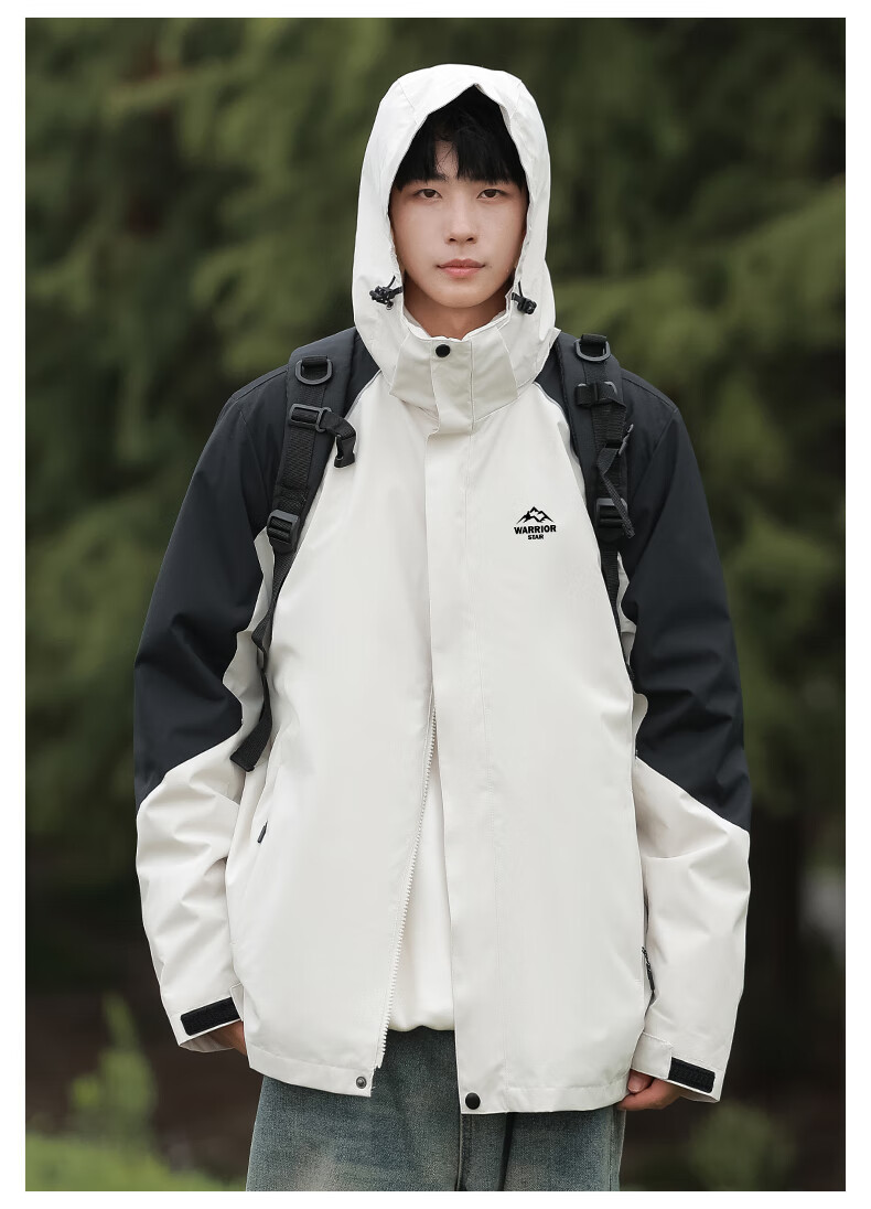 Warrior 3-in-1 Men's Outdoor Mountaineering Jacket Autumn Winter Windproof Warm Jacket 13