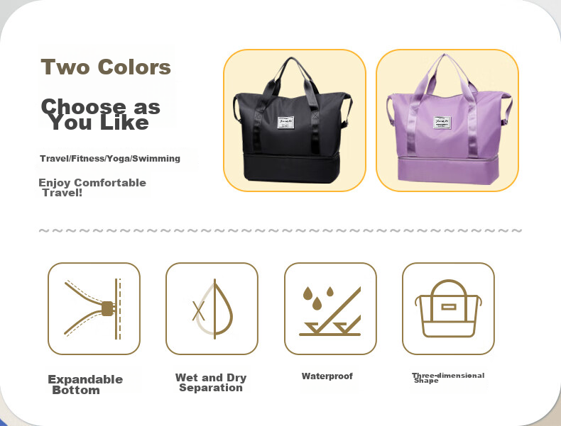 NOLANSEND Travel Bag, Sports Fitness Bag, Dry-Wet Separation, Independent Shoe Compartment, Large Capacity Crossbody Handbag, Luggage Bag, Storage Bag 2