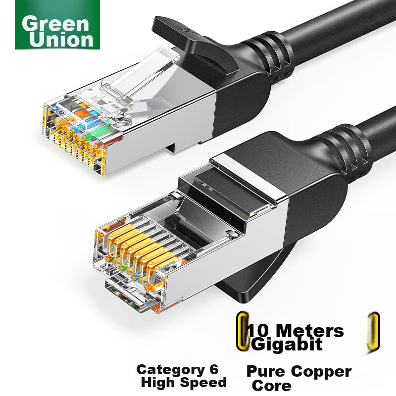 UGREEN Cat6 Pure Copper Ethernet Cable, Gigabit Network High-Speed Monitoring Connection Cable, Computer Broadband 8-Core Twisted Pair, POE Powered Patch Cord, Black, 10 Meters, 50196