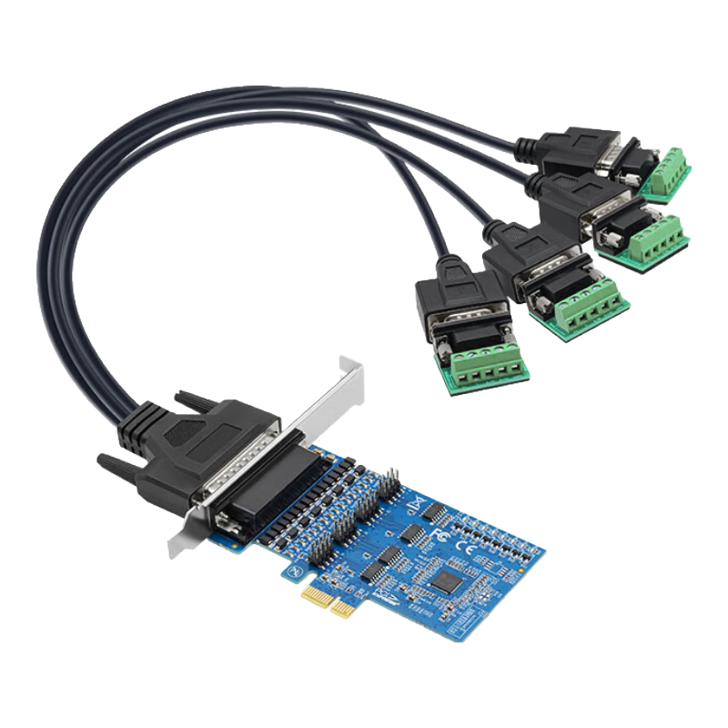 EB-LINK Industrial-Grade PCI-E to 4-Port 485/422 Serial Card, High-Speed Multi-Port 1-To Serial Expansion Card, 9-Pin COM Port, Voltage Suppression, Lightning Protection, Surge Protection, with Terminal Block