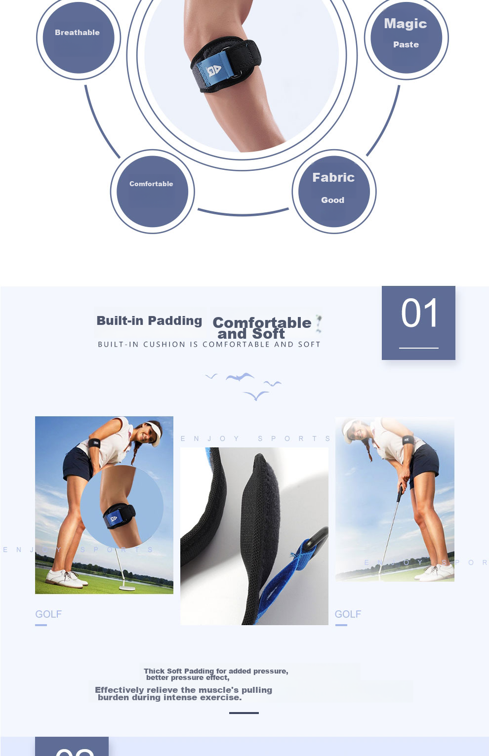 AQ Tennis Elbow Support, Joint Compression Protection Sleeve for Badminton, Ping Pong, Sports Fitness And Weightlifting Equipment 5080 3