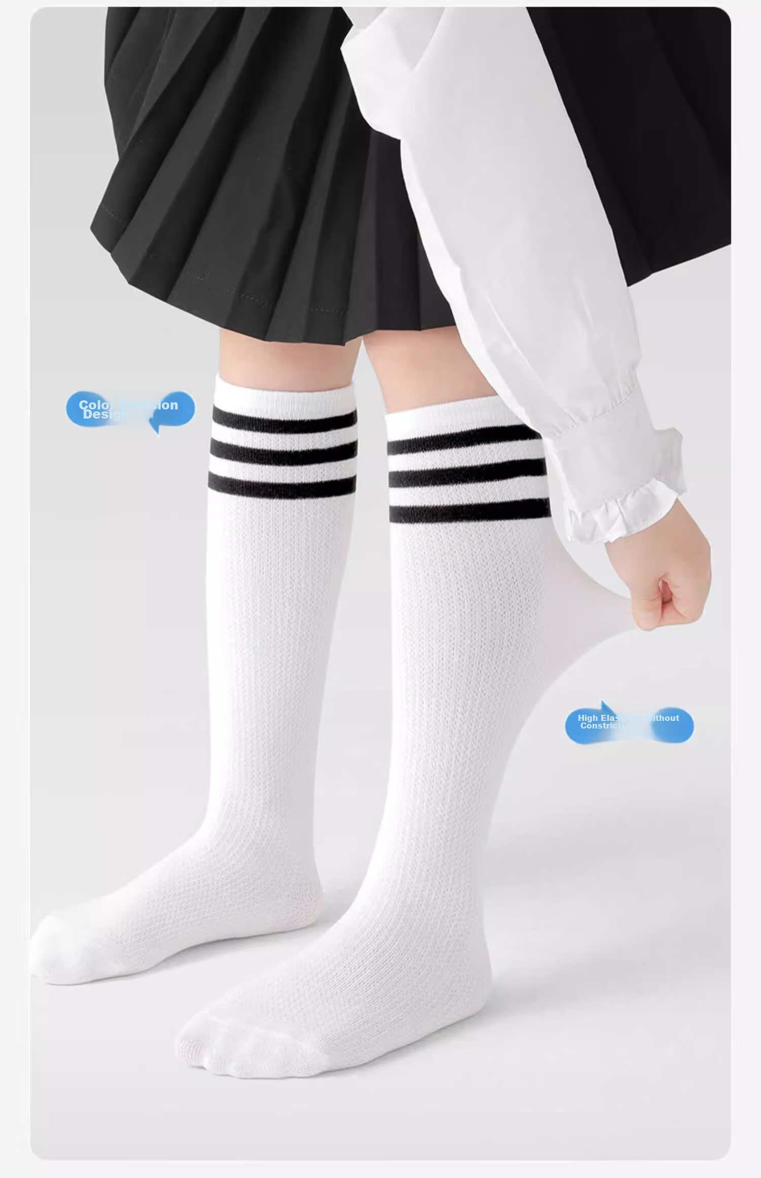 LangSha Children's Socks, Girls' Mid-Calf Socks, Spring And Summer Mesh Breathable Socks, Girls' Preppy Style Versatile School Uniform Socks, Size L 2