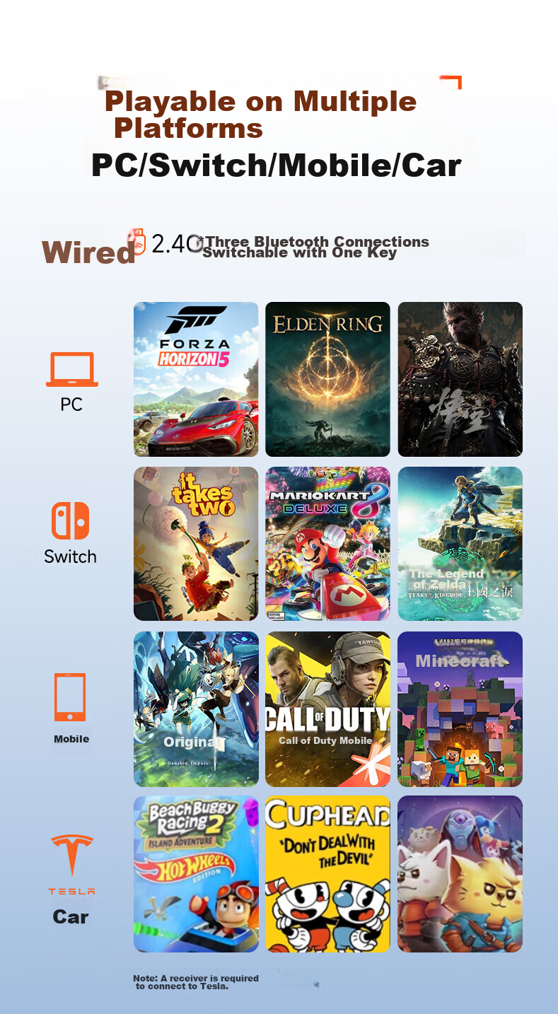 Easy SMX Wireless Game Controller X05 for Switch, Bluetooth Compatible with PC, Steam, Android, iOS, Apple, PC Gaming Peripherals, Rose Black 7