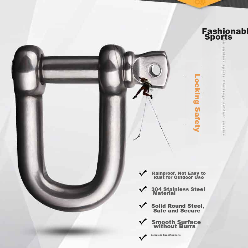 Locroyon 979 U-Shaped Quick-Release Ring, National Standard Straight Lifting Shackle, U-Shaped Clip, Tow D-Shaped Shackle, 304 Stainless Steel Material, M10 3