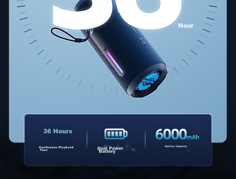 WANYINBA M6 Bluetooth Speaker, 30W Power, High Volume, Outdoor Portable Waterproof Small Speaker, Car-Mounted Cycling, High-Quality Sound, Ultra-Heavy Bass, Blue Long Battery Versio 14