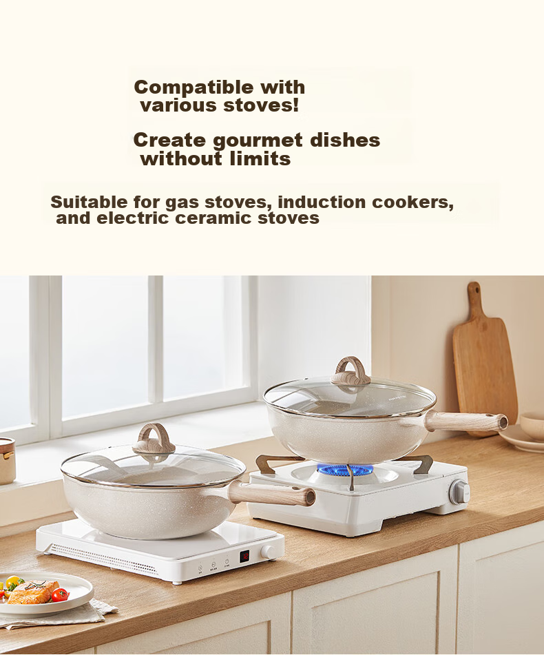 Joyoung Wok with Titanium Non-Stick Coating, Maifanshi Color, Household Stir-Fry Pan, Compatible with Stove, 30cm C530 9