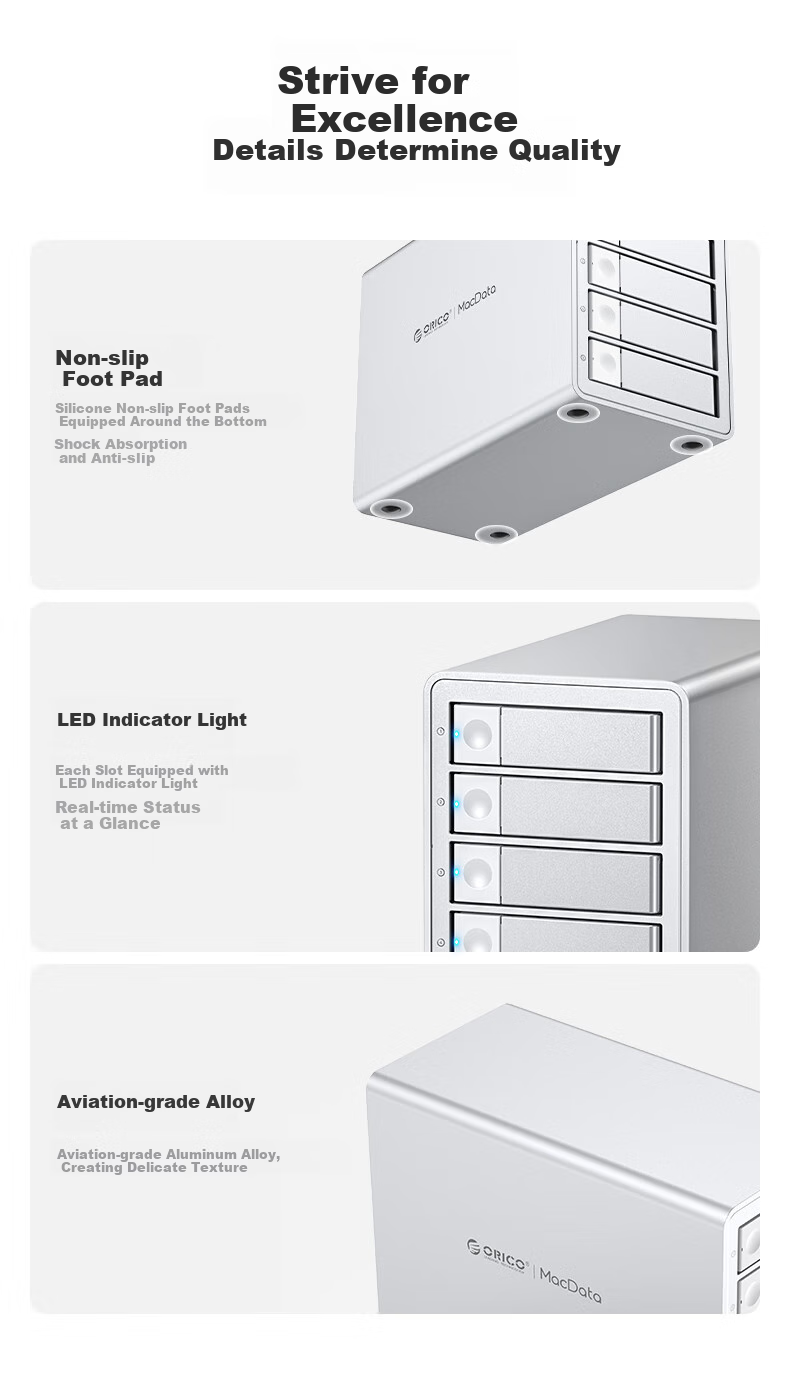 ORICO Disk Array Hard Drive Enclosure, 3.5-Inch SATA Mechanical Hard Drive RAID Storage External Case, Mac Storage Expansion - All-Aluminum Dual-Bay 9928RU3 11