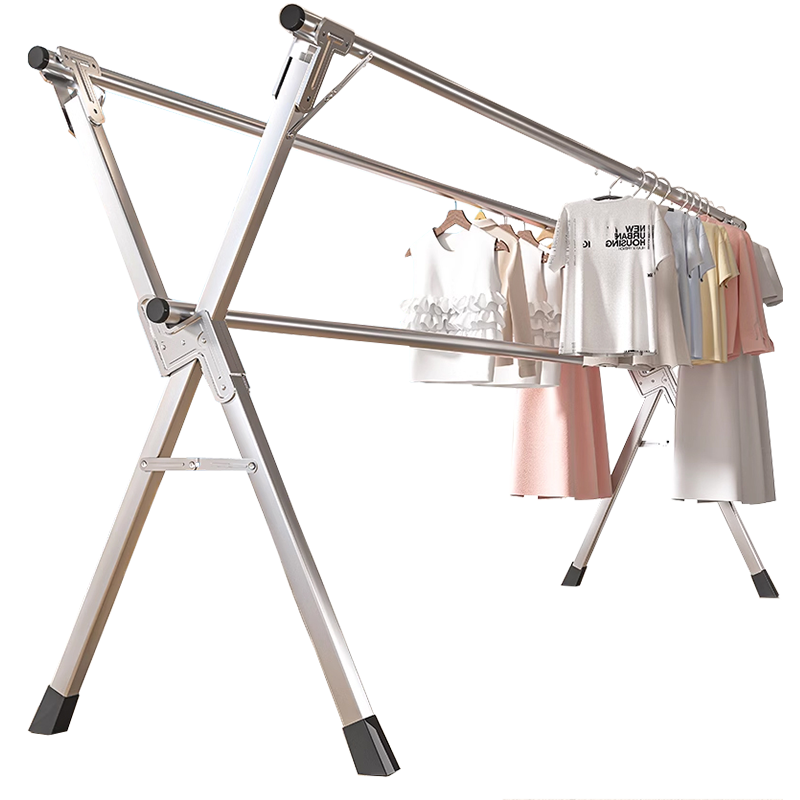 Huakaizhixing Folding Clothes Drying Rack, Floor-Standing Laundry Stand, Balcony Drying Rack, Stainless Steel Quilt Drying Stand YJ67 Three Racks 2.0 Meters