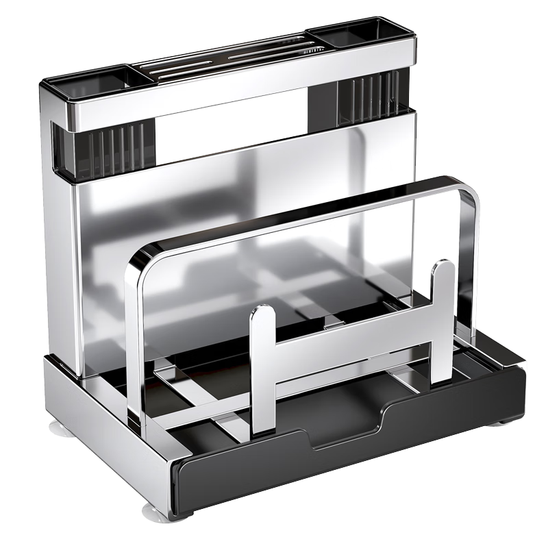 Meichuwuyu Kitchen Storage Rack, 304 Stainless Steel Knife Holder, Cutlery Organizer, Kitchen Knife Rack, Spatula Holder, Chopstick Container, Cutting Board Stand