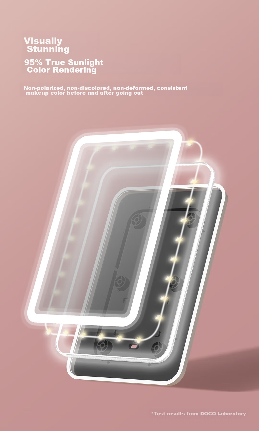 DOCOLAB Mirror Makeup Mirror with Light, Portable Folding Mirror, Desktop Vanity Mirror, Birthday Gift for Friends 3