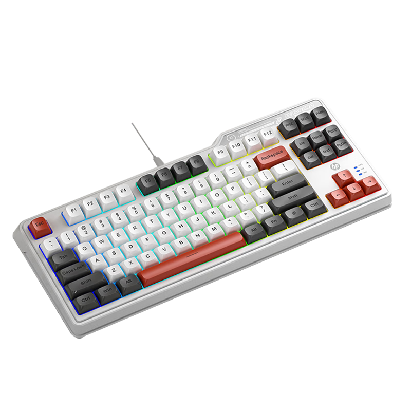 HP K120 Wired Backlit Gaming Keyboard for Laptop, Home, Office, And General Use. E-Sports Peripheral Gaming Keyboard with 87 Keys And Backlight. White Three-Tone Desig