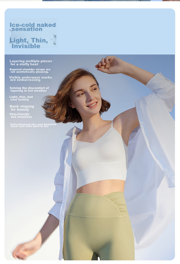 Beneunder Bra-In Camisole with Chest Pad for Women, Versatile Base Layer, Wearable as Outerwear, Beautiful Back Design, Cooling Feel, All-Season Versatile 26