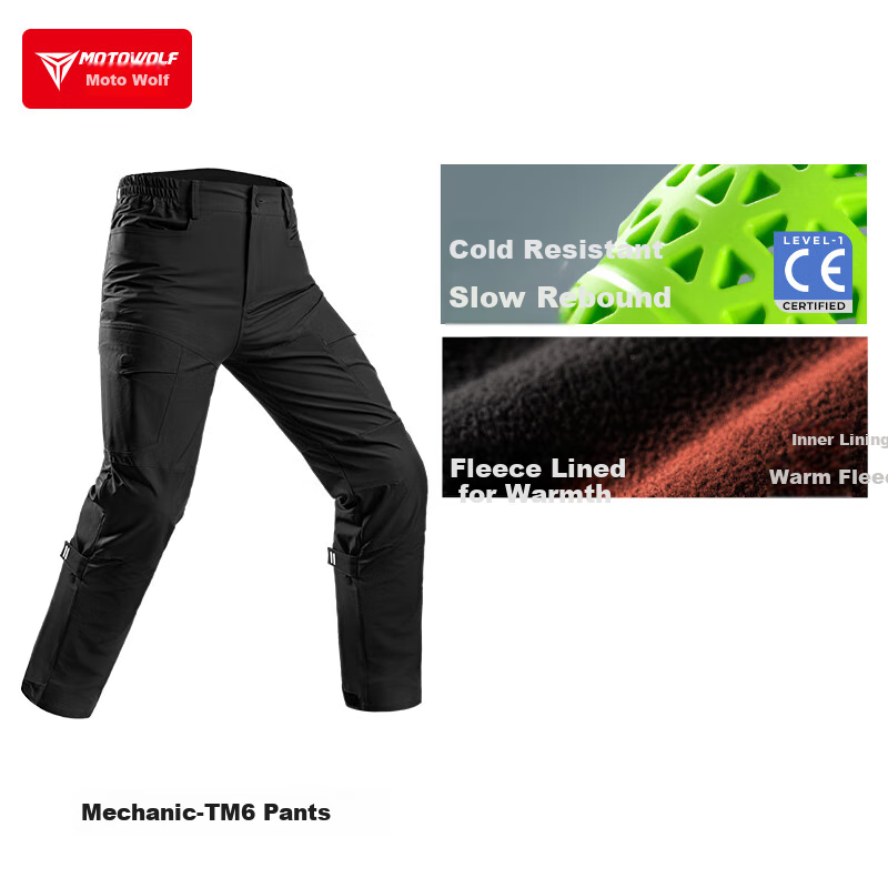 MOTOWOLF Motorcycle Quick-Release Riding Pants, Motorbike Anti-Fall Winter Warm Windproof Quick-Release Trousers, Windproof Pants, Cold-Resistant Quick-Detach Pants