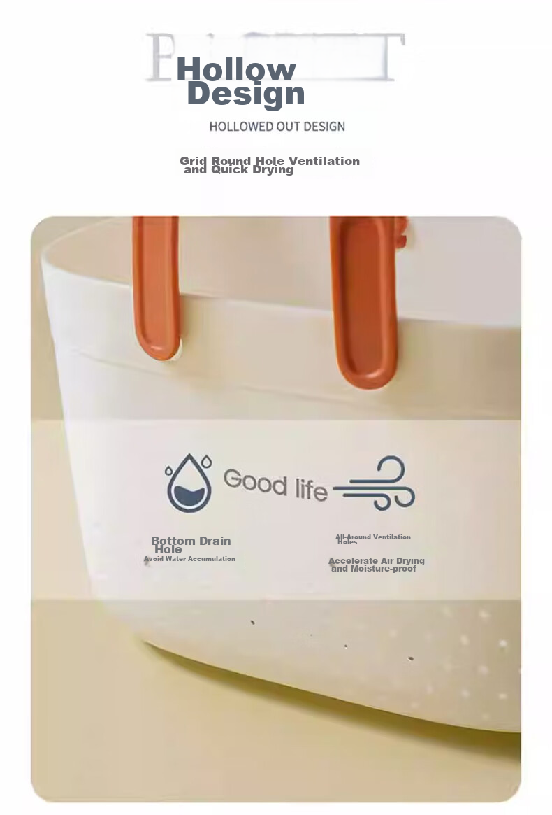 Jinghuisichuang Laundry Basket, Shower Caddy, Portable Thickened Hollow Quick-Drying Bath Basket, Student Shower Organizer, Bathroom Storage Basket 5
