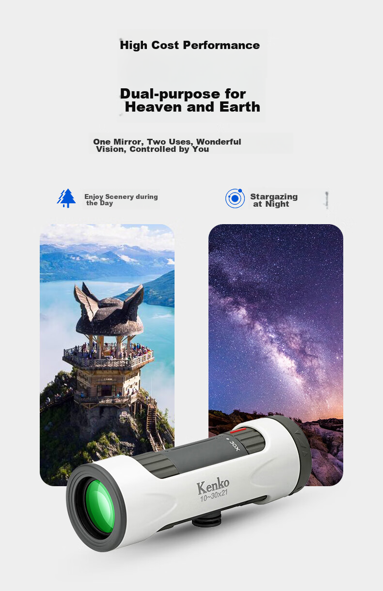 KENKO Japanese Kenko 10-30x21 Monocular Zoom Telescope, High Magnification, High Definition, Professional Concert Binoculars for Smartphones 12