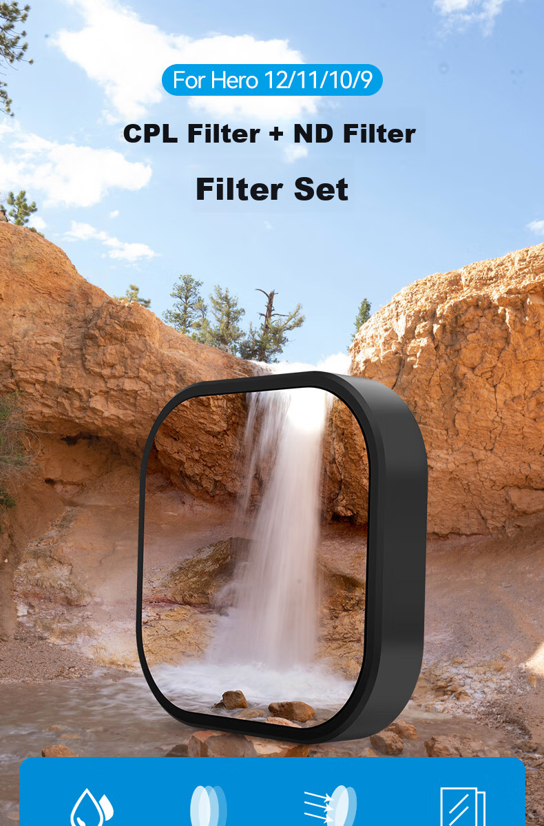 TELESIN Compatible with GoPro 12 ND Filters, Also Compatible with GoPro 11/10/9 Filters, ND8/16/32 Neutral Density Filter Set 1