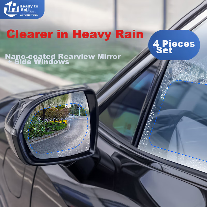 Zhunhang Car Rearview Mirror Rain Film, Reversing Mirror Waterproof Sticker, Side Window Anti-Fog And Anti-Glare High-Definition Water Repellent Film, Universal Fit